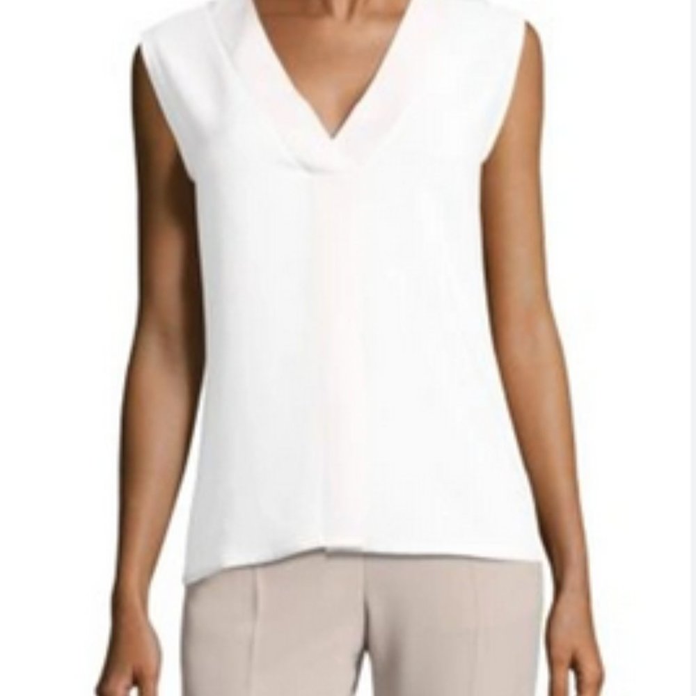 Hugo  Boss Edrina Contrast Detail Sleeveless Tank Top In Open White